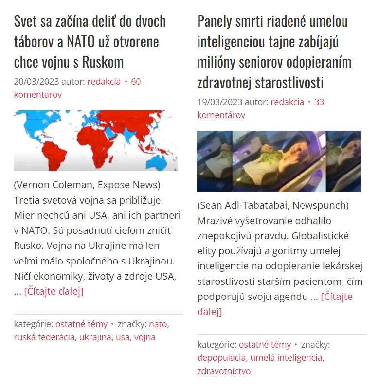 ukážka z konšpiračného webu badatel